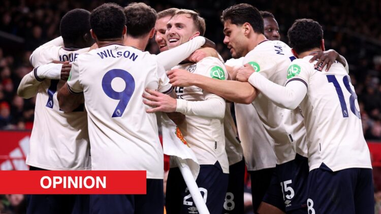 Image showing Jarrod Bowen and his West Ham United teammates celebrating at Old Trafford