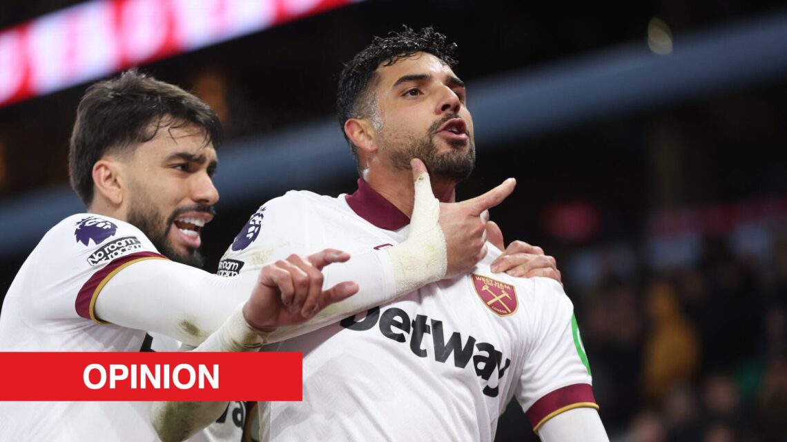 Image showing West Ham United duo Lucas Paqueta and Emerson Palmieri celebrating