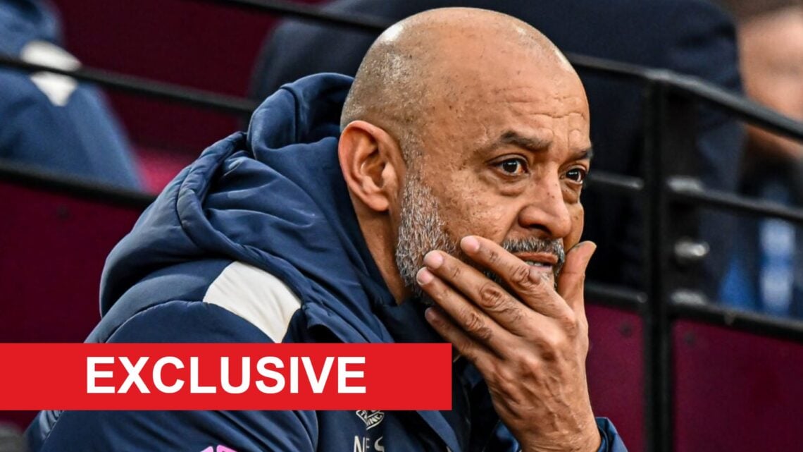 West Ham boss Nuno Espirito Santo deep in thought in the dugout