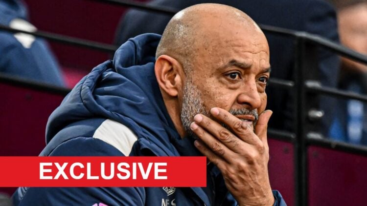 West Ham boss Nuno Espirito Santo deep in thought in the dugout