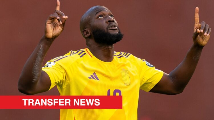 Image showing Romelu Lukaku celebrating a goal for Belgium