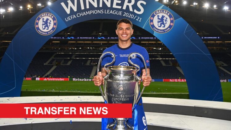 Image showing Thiago Silva with the Champions League trophy at Chelsea