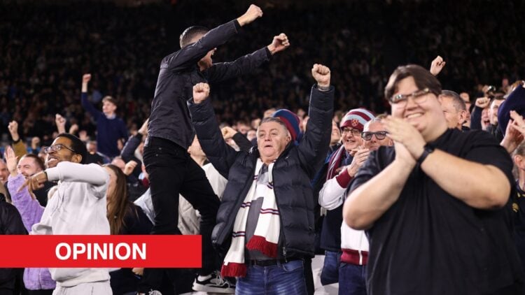 Image showing the West Ham United fans celebrating a goal at the London Stadium
