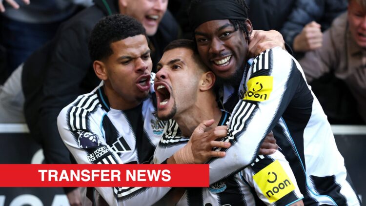 Image showing Will Osula, Bruno Guimaraes and Anthony Elanga, Newcastle United