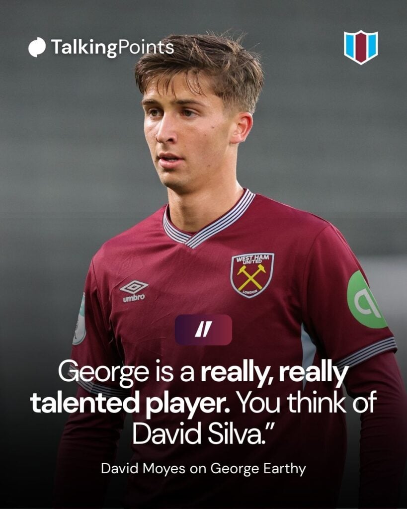 George Earthy of West Ham United U21 in action during the Vertu Trophy match between Milton Keynes Dons and West Ham United U21at Stadium mk on September 16, 2025 in Milton Keynes, England.