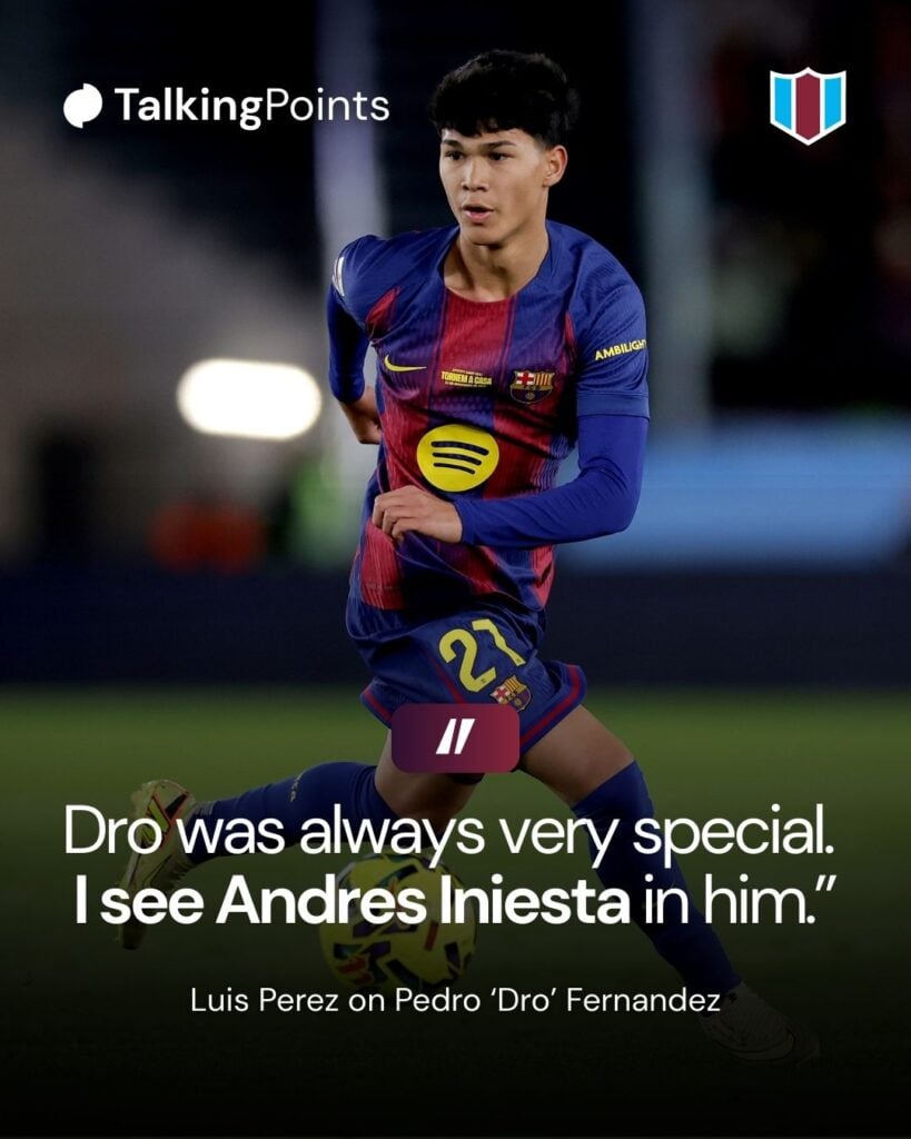 Dro Fernandez of FC Barcelona during the LaLiga EA Sports match between FC Barcelona v Athletic de Bilbao at the Lluis Companys Olympic Stadium on November 22, 2025 in Barcelona Spain