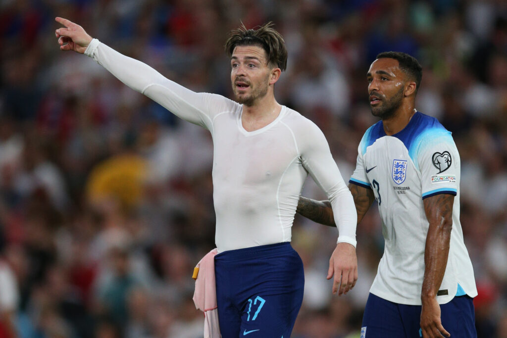 Jack Grealish and Callum Wilson after England play North Macedonia.