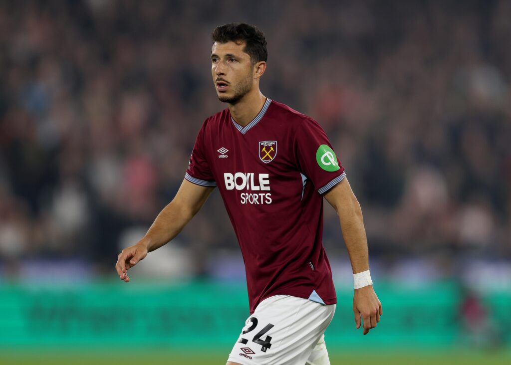 Guido Rodriguez during West Ham United v Brentford - Premier League