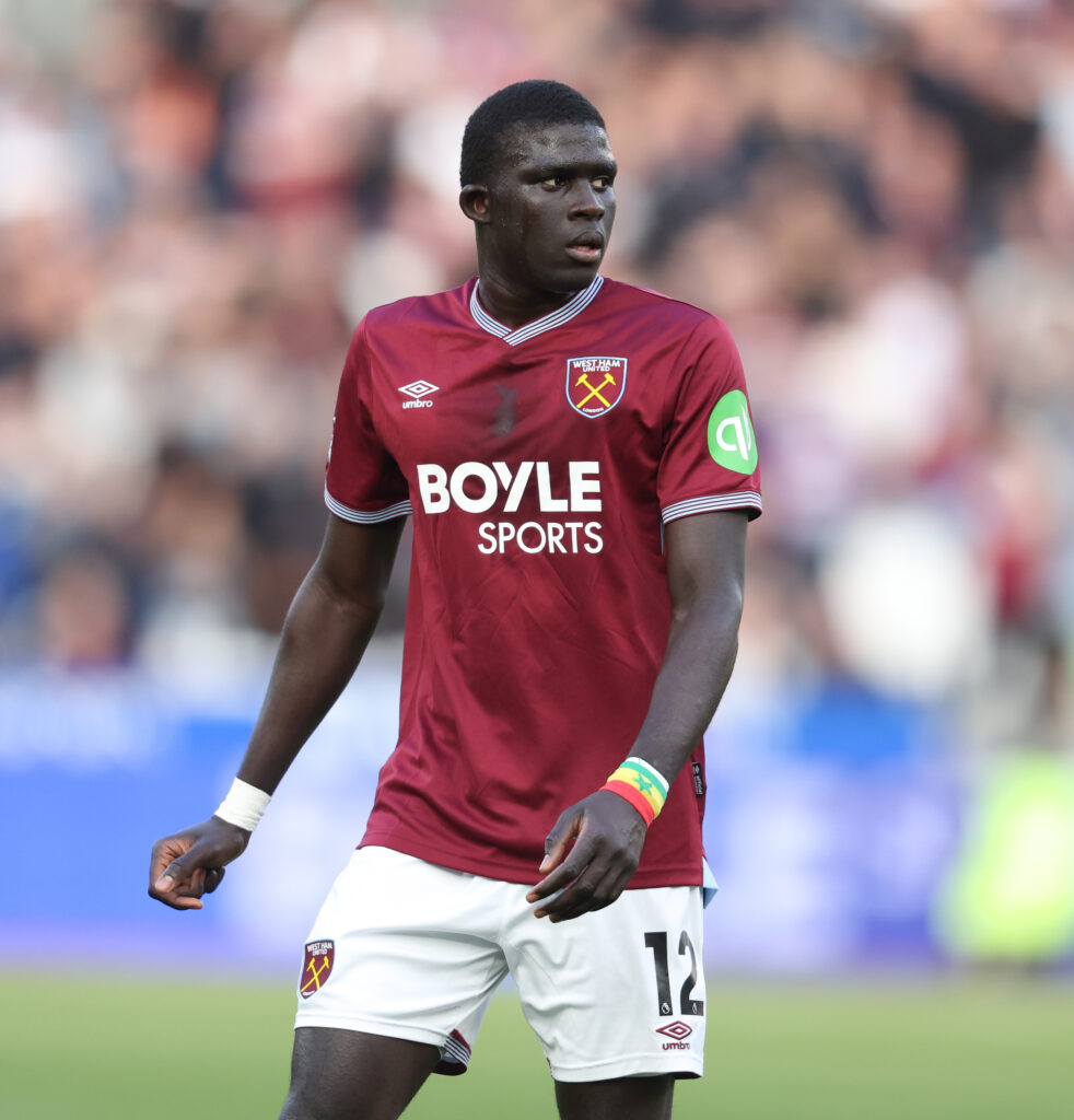 Malick Diouf playing for West Ham against Newcastle United.