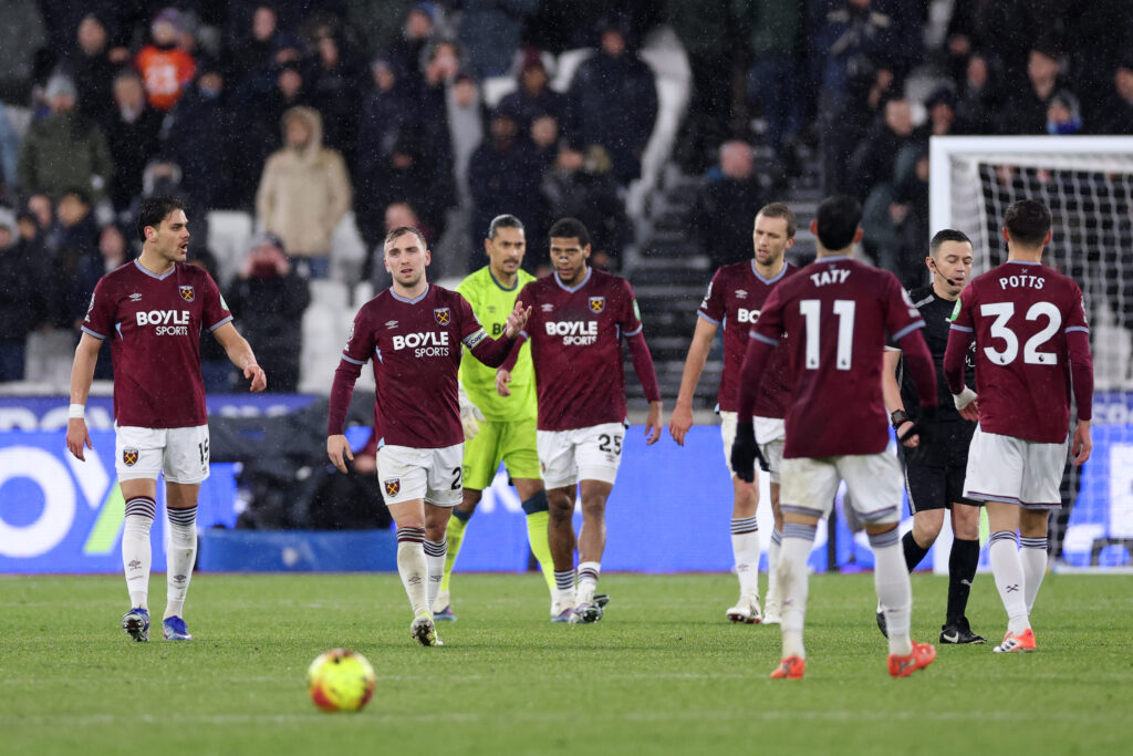 Players dejected during West Ham United v Nottingham Forest - Premier League