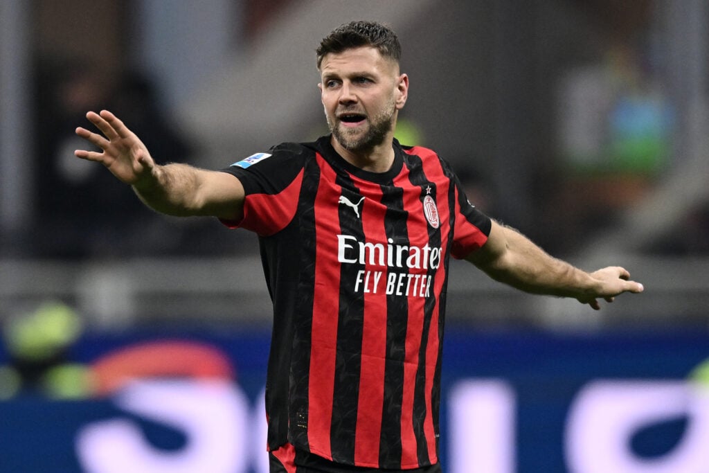 Niclas Fullkrug reacts during AC Milan's Serie A game against Genoa.