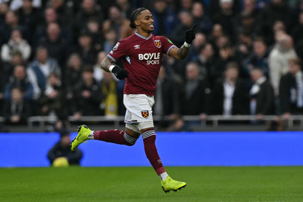 Crysencio Summerville scores for West Ham United