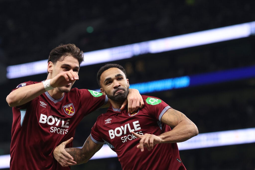 Callum Wilson celebrates after scoring during the Tottenham Hotspur v West Ham United game
