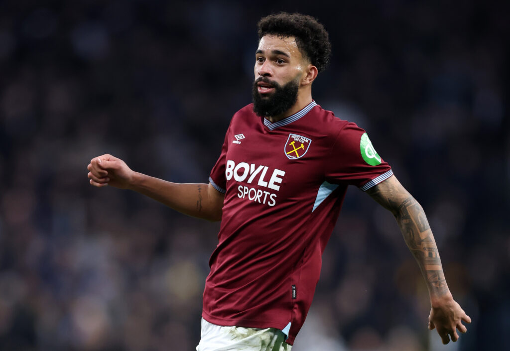 Pablo Felipe playing for West Ham against Tottenham.