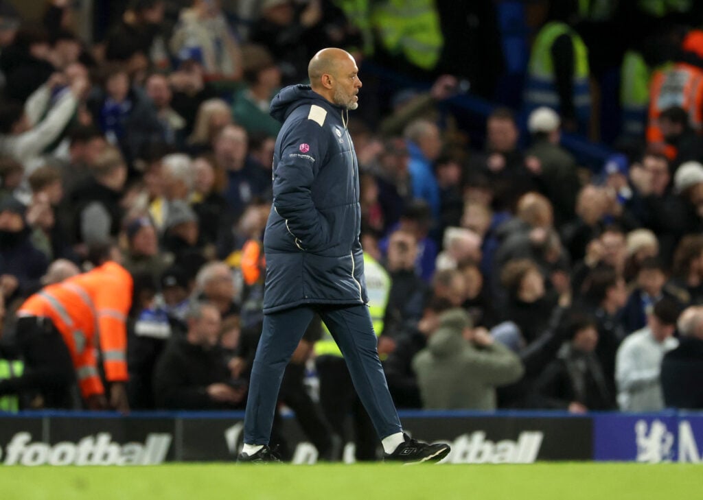 Nuno Espirto Santo reacts after West Ham lose to Chelsea.