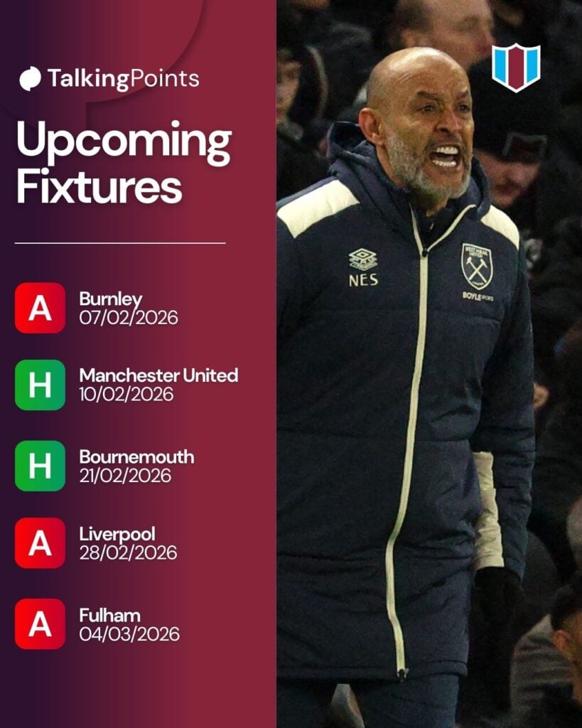 West Ham United's Portuguese head coach Nuno Espírito Santo gestures on the touchline during the English Premier League football match between Chelsea and West Ham United at Stamford Bridge in London on January 31, 2026.