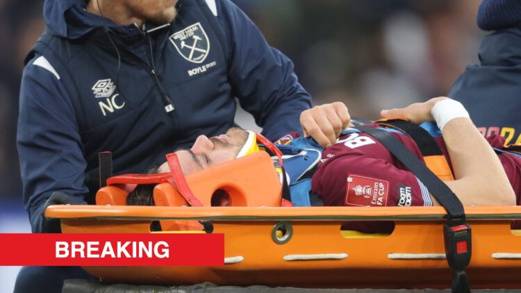 Image showing Konstantinos Mavropanos injured at West Ham United