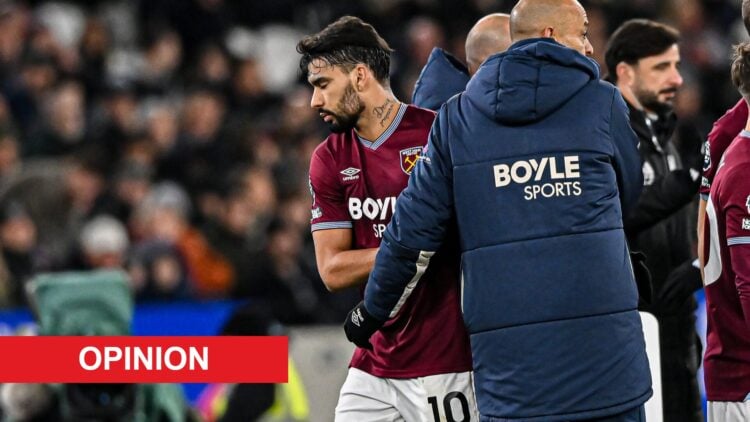 Nuno Espirito Santo embraces Lucas Paqueta as he comes off during West Ham's game against Fulham, An 'opinion' banner has been added.