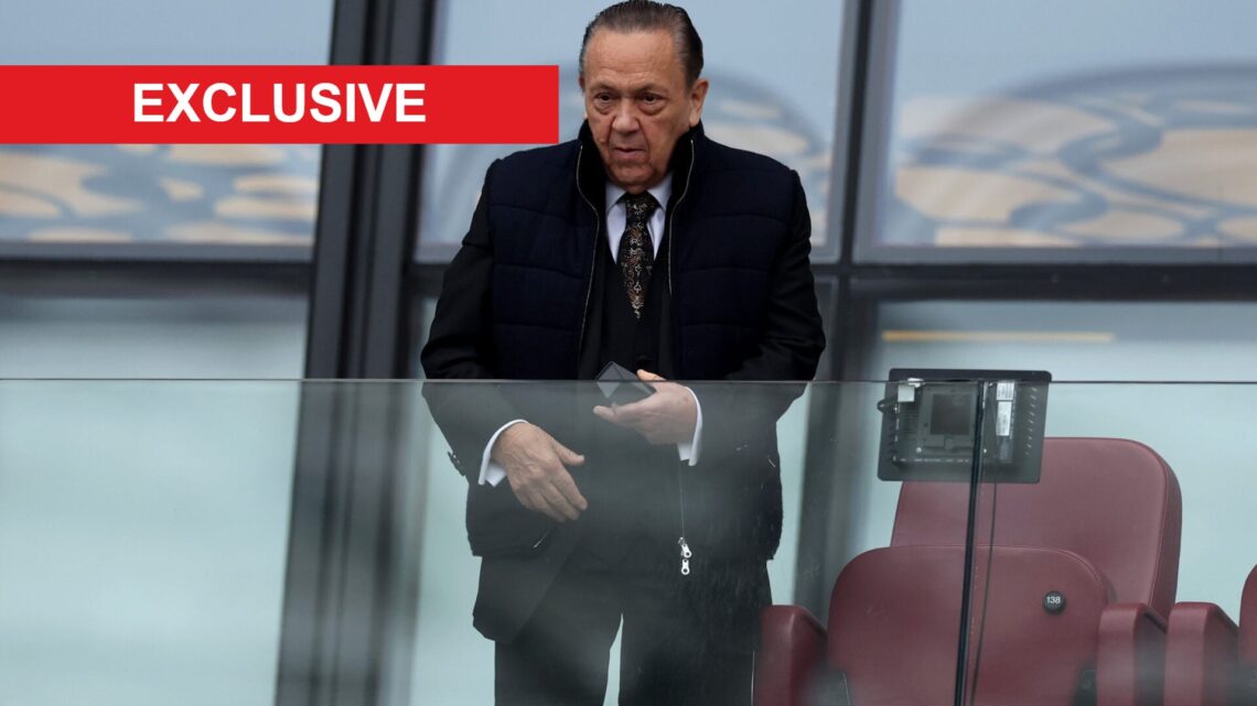 David Sullivan attends West Ham's Premier League game against Crystal Palace. An 'exclusive' banner has been added.