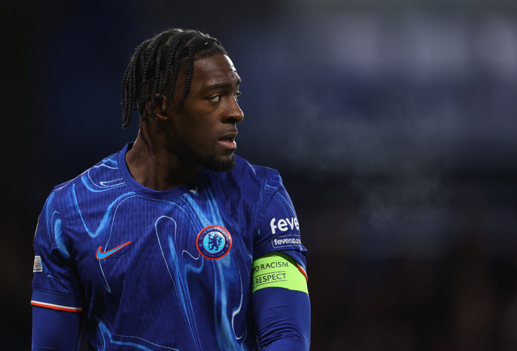Axel Disasi playing for Chelsea against Shamrock Rovers.