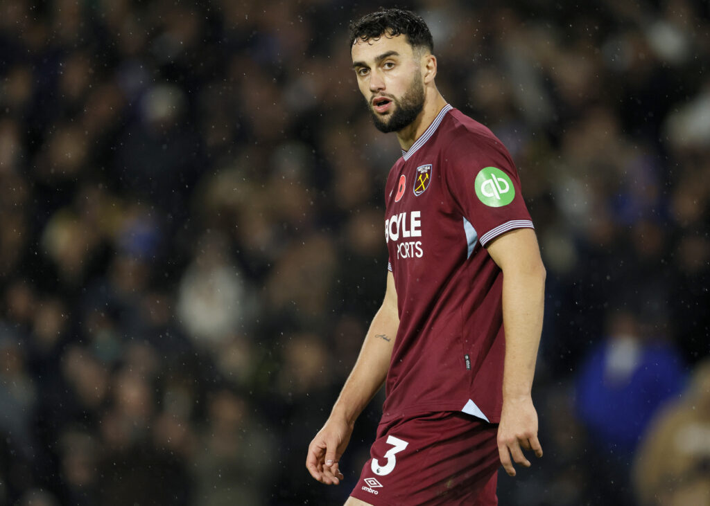 Max Kilman playing for West Ham against Leeds.