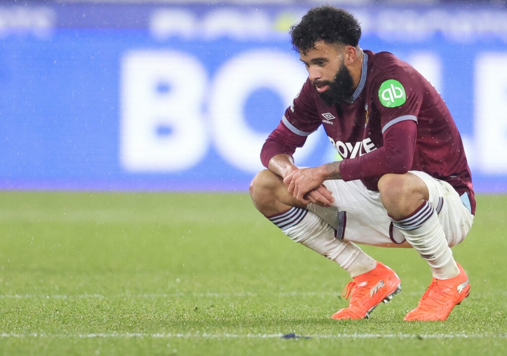 Pablo Felipe looks dejected after West Ham United lose to Nottingham Forest.