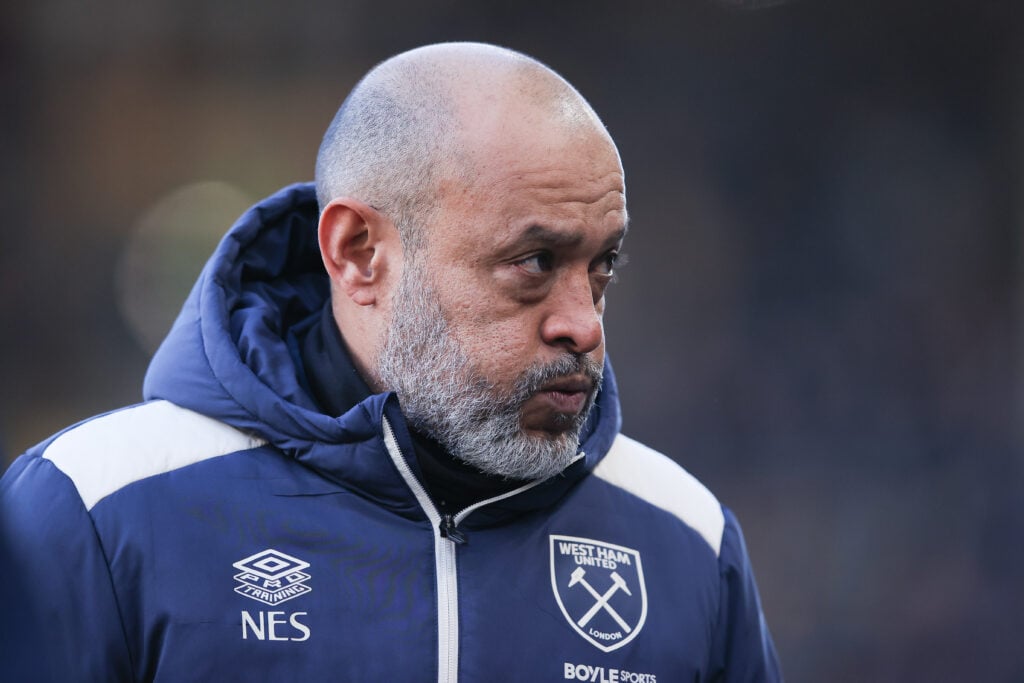 Nuno Espirito Santo reacts during West Ham's Premier League game with Wolves.
