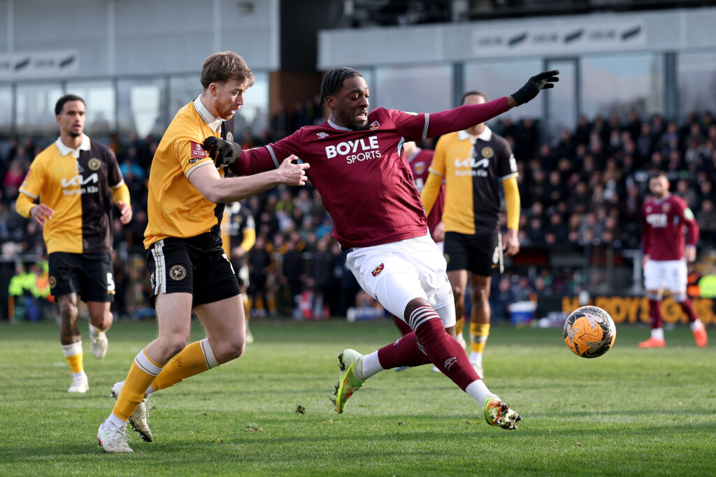 Axel Disasi playing for West Ham United against Burton in the FA Cup.