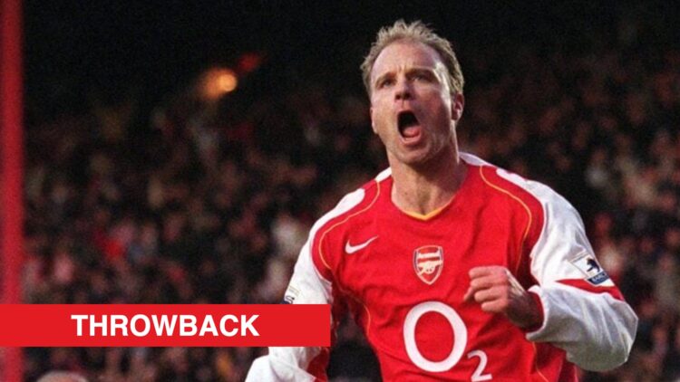 Image showing Dennis Bergkamp celebrating a goal for Arsenal