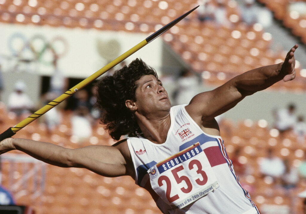 Fatima Whitbread of Great Britain during the Women's Javelin event at the XXIV Summer Olympic Games on 26th September 1988 at the Seoul Olympic Stadium