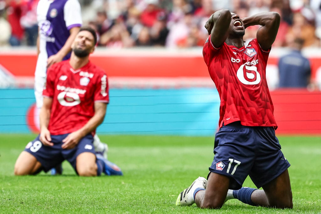Ngal'Ayel Mukau (R) reacts at Lille