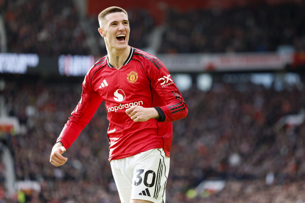 Benjamin Sesko celebrates during Manchester United v Crystal Palace - Premier League