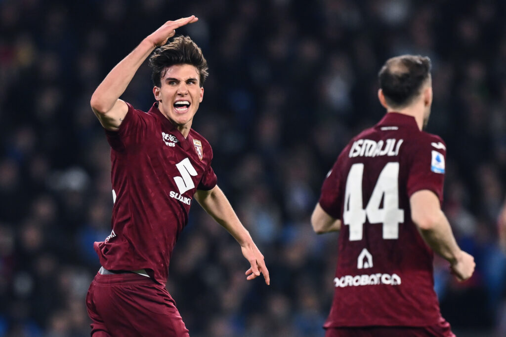 Cesare Casadei celebrates during SSC Napoli v Torino FC - Serie A