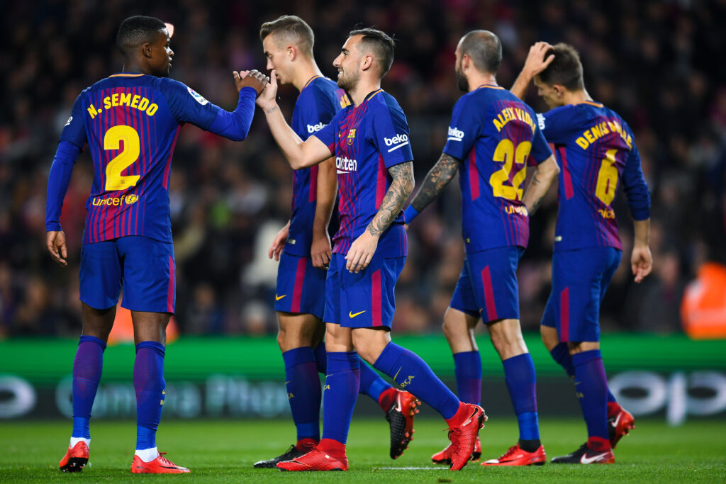 Paco Alcacer celebrates during Barcelona v Real Murcia - Copa Del Rey