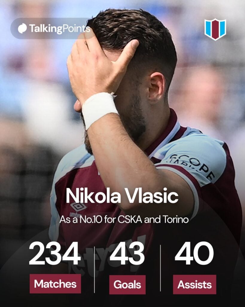 West Ham United's Coatian midfielder Nikola Vlasic reacts after tackling Burnley's English midfielder Ashley Westwood during the English Premier League football match between West Ham United and Burnley at the London Stadium, in London on April 17, 2022.