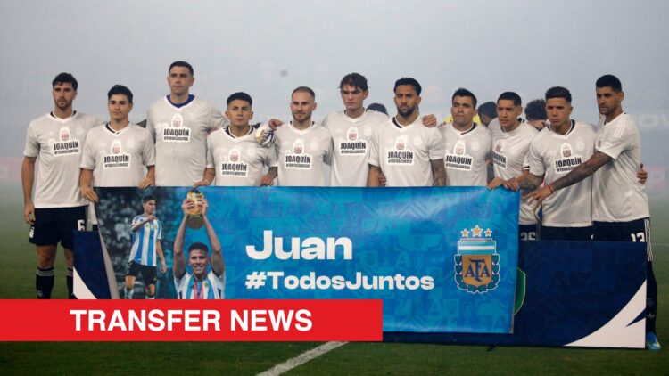 Image showing Argentina players posing in support of Joaquin Panichelli and Juan Foyth