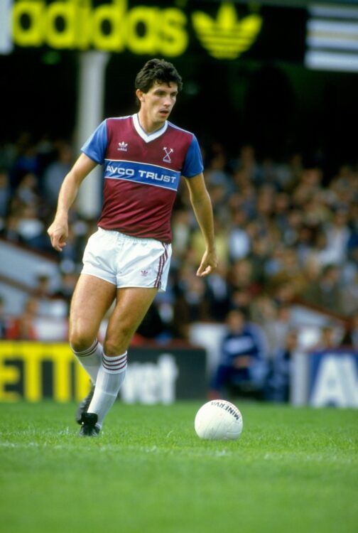 Sep 1984:  Tony Gale of West Ham United in action during a Canon League Division One match against Nottingham Forest at Upton Park in London. The m...