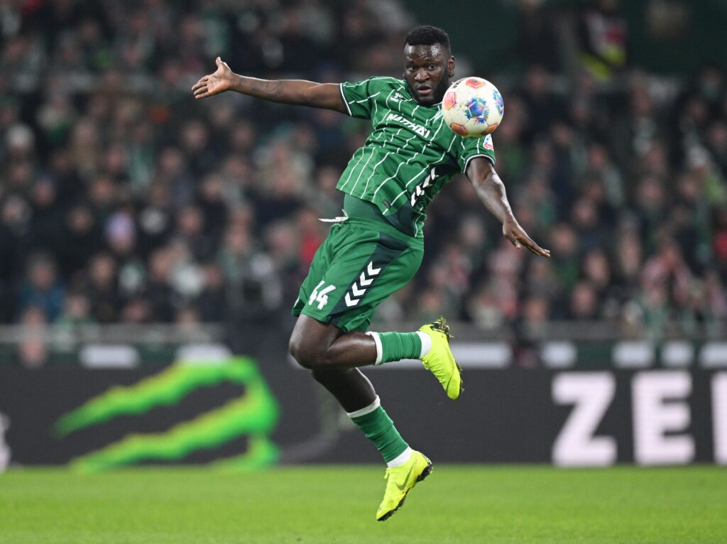 Victor Boniface in action on loan at Werder Bremen