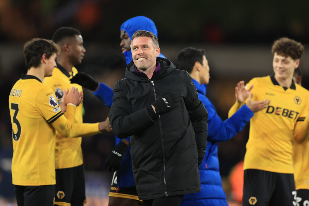 Rob Edwards celebrates Wolverhampton Wanderers' 3-0 win over West Ham