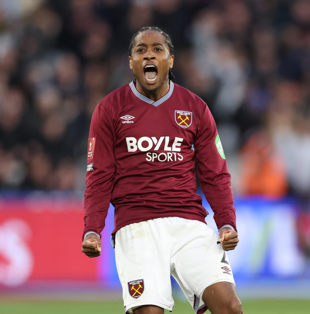 Kyle Walker-Peters celebrates - West Ham United v Leeds United - Emirates FA Cup Quarter Final