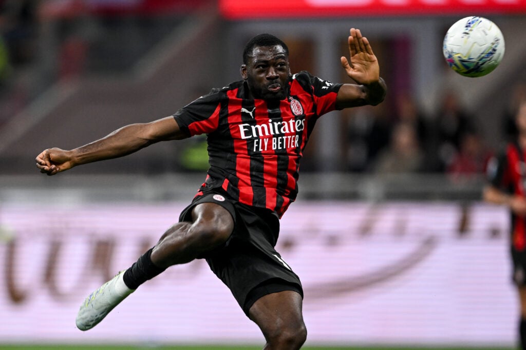 Youssouf Fofana of AC Milan in action during the Serie A match between AC Milan and Juventus FC at Giuseppe Meazza Stadium