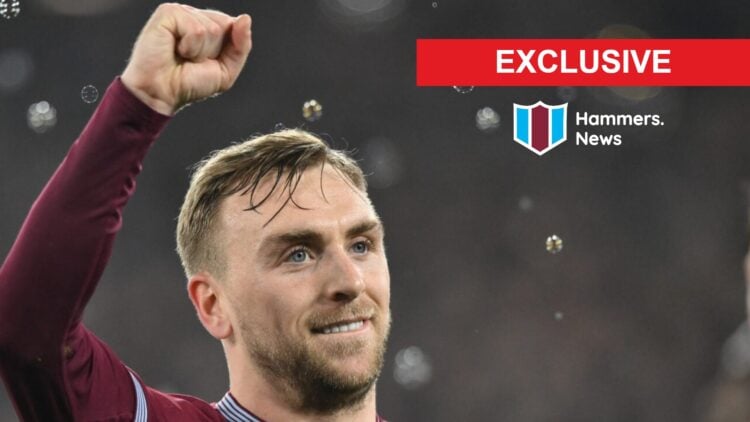 West Ham captain Jarrod Bowen punches the air in celebration