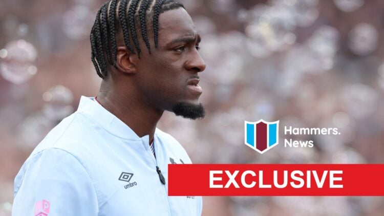 Axel Disasi walks out to play for West Ham at the London Stadium