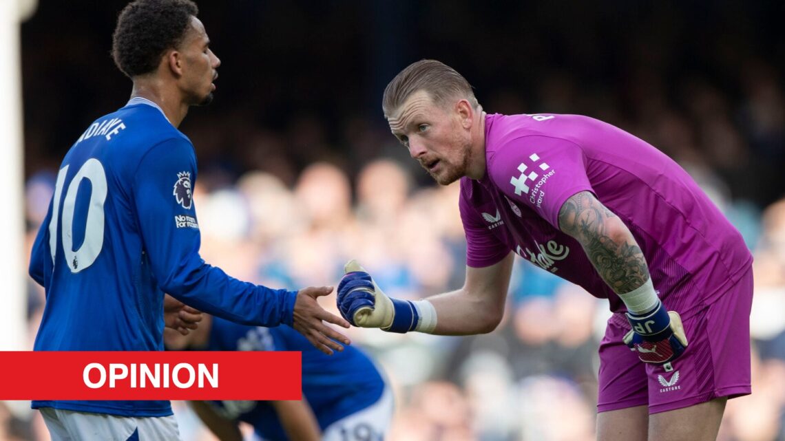 Image showing Jordan Pickford and Iliman Ndiaye of Everton