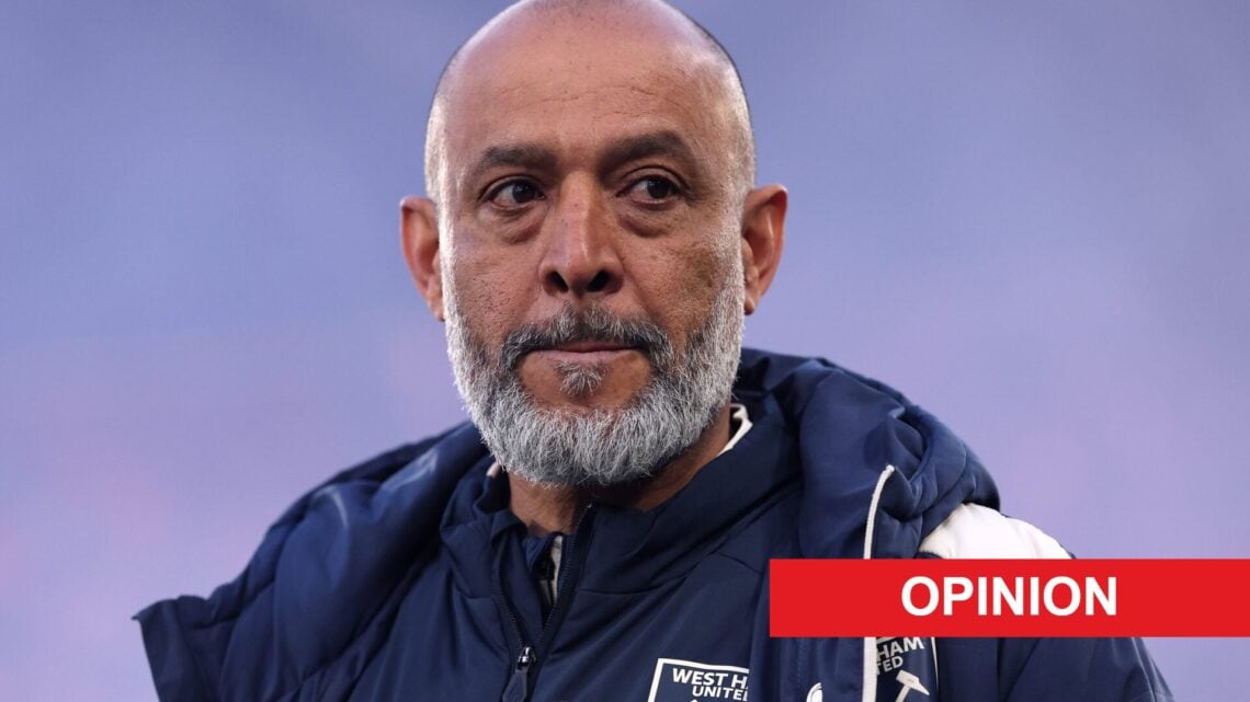 Nuno Espirito Santo, Manager of West Ham United, looks on during the Premier League match between Crystal Palace and West Ham United at Selhurst Pa...