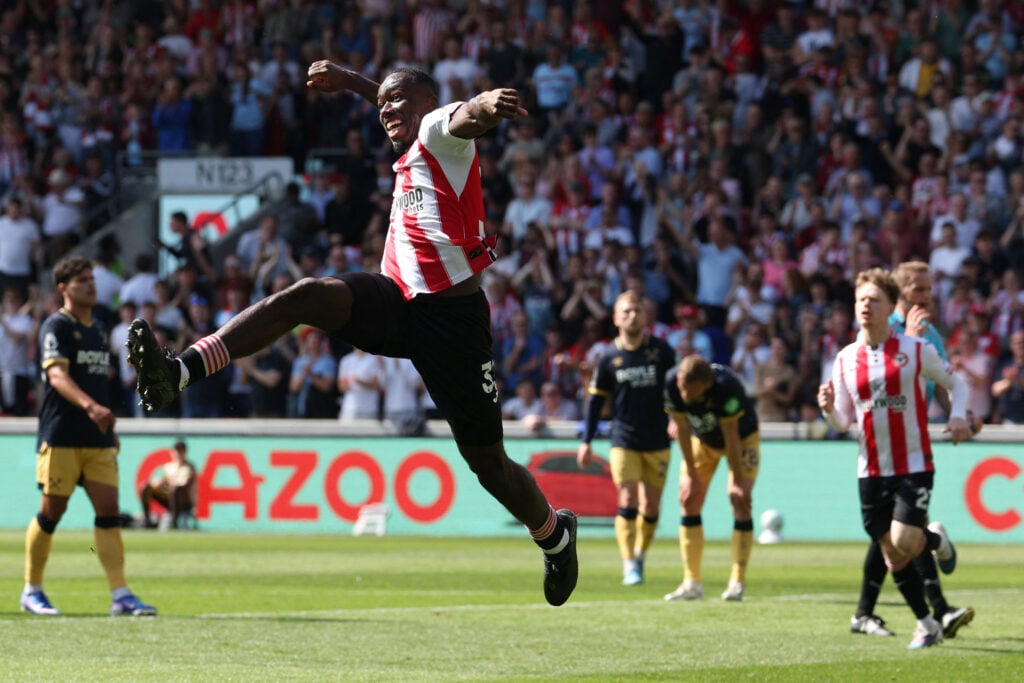 Michael Kayode celebrates - FBL-ENG-PR-BRENTFORD-WEST HAM
