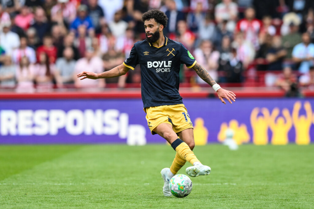 Pablo Felipe playing for West Ham against Brentford.