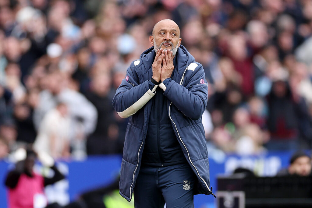 Nuno Espirito Santo, Manager of West Ham United, reacts during the Premier League match between West Ham United and Arsenal at London Stadium