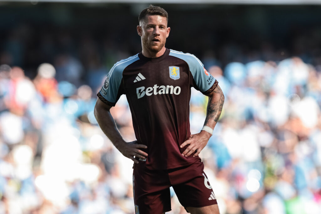 Ross Barkley of Aston Villa during the Premier League match between Manchester City and Aston Villa at Etihad Stadium