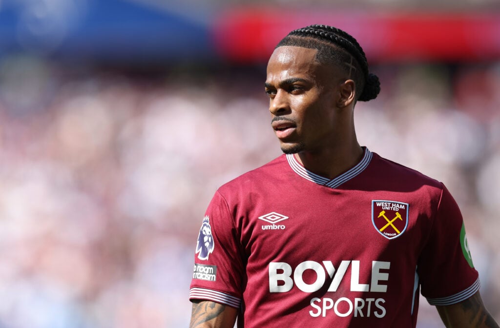 Crysencio Summerville during West Ham vs Leeds.